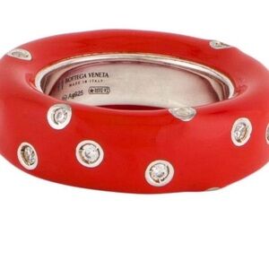 Brand new Bottega Veneta Red and Silver ring women’s ring size 6